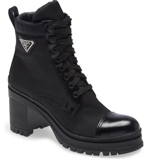 prada red ankle boots|Prada block heel combat boots.